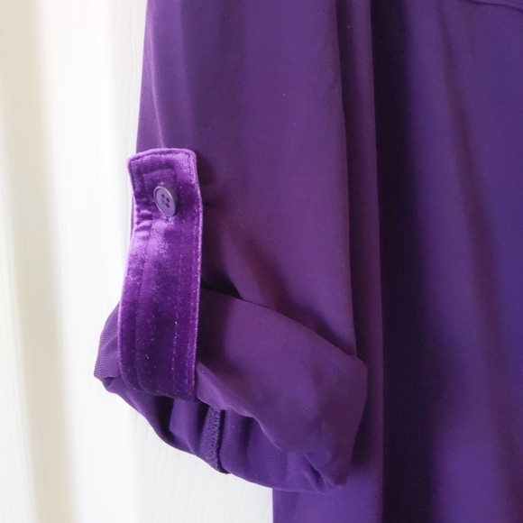 Susan Graver Purple Velour Trim Tunic Shirt size Small - Picture 3 of 8